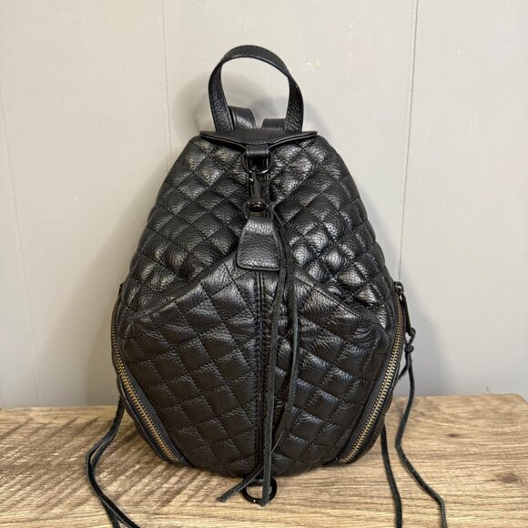Rebecca Minkoff Julian SM Backpack Quilted Black Leather Mini EUC - Picture 1 of 10